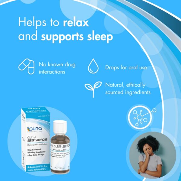 vista frontal botella guna apoyo para dormir homeopático