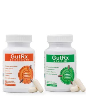 Frente de frasco GutRx Overgrowth probióticos