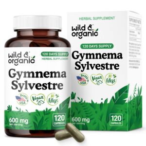 Frasco de cápsulas de Gymnema Sylvestre orgánico para salud general