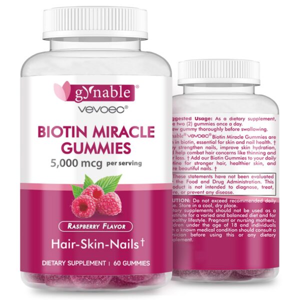 Gomitas de Biotina Gynable para cabello, piel y uñas