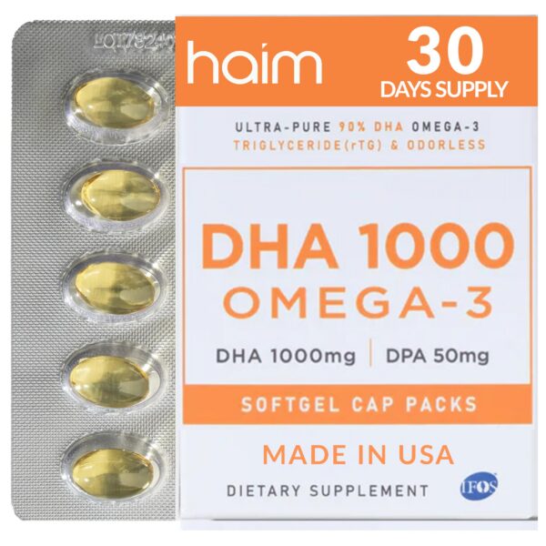 Frasco de HAIM DHA 1000 Omega-3