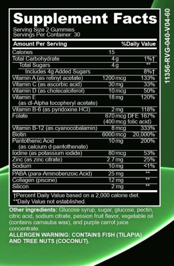 Etiqueta frontal Halalways gomitas cabello piel uñas