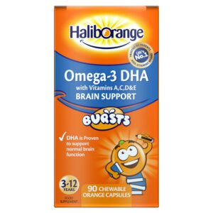 Cápsulas masticables haliborange omega-3 naranja botella