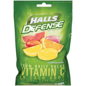 Halls Defense gotas suplemento Vitamina C sabor fruta