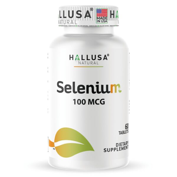 Hallusa Natural Selenium 100 mcg tabletas frente