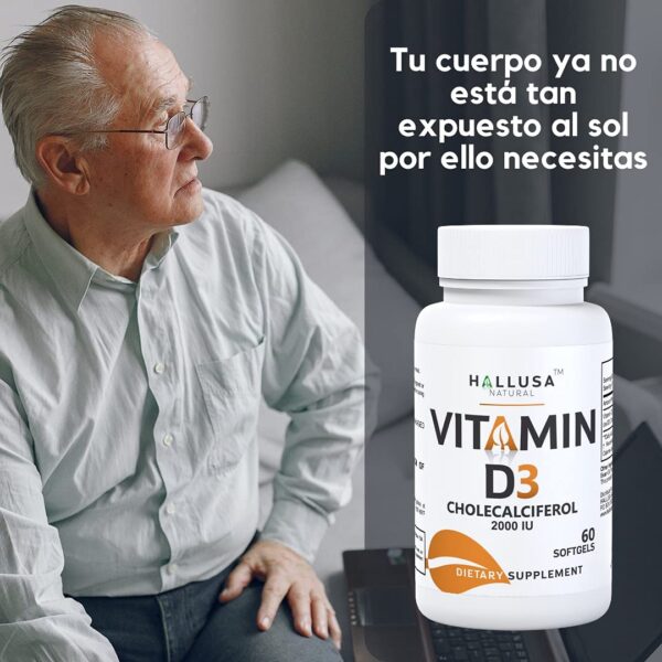 Hallusa Natural suplemento D3 etiqueta con información