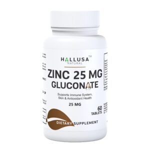 Frente del frasco Hallusa Natural Zinc 25 mg gluconato