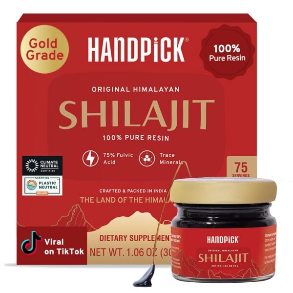 Resina pura de Shilajit del Himalaya en envase