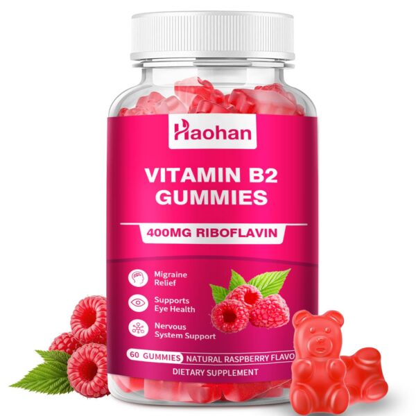 Frasco Haohan Vitamin B2 400mg Magnesium Gummies Frambuesa