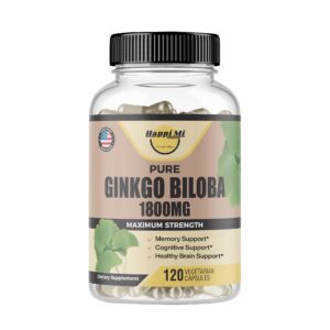 Happi Mi Ginkgo Biloba orgánico 1800mg cápsulas para memoria