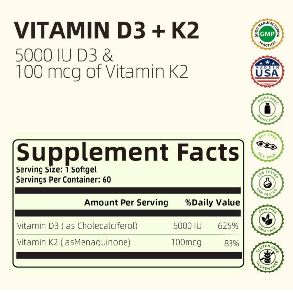 Etiqueta frontal suplemento vitamina D3 K2 HappieVita