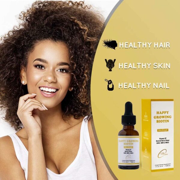 Etiqueta frontal del producto Happy Growing Biotina