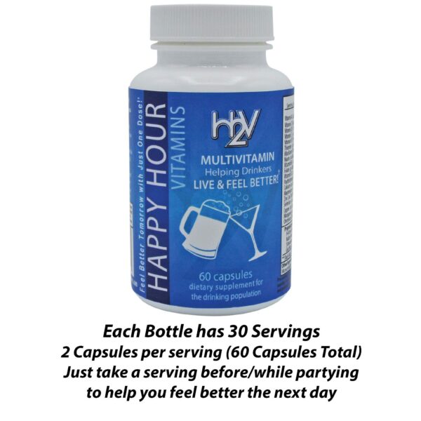 Etiqueta frontal de Happy Hour Vitamins