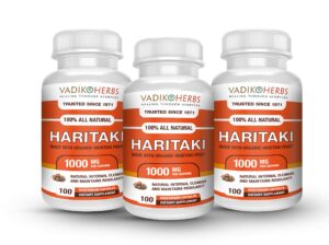 Version 1.0.0 Frasco de Haritaki orgánico certificado Vadik Herbs 300 cápsulas