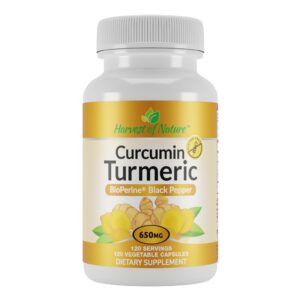 Frasco de cápsulas de cúrcuma Harvest of Nature con curcumina