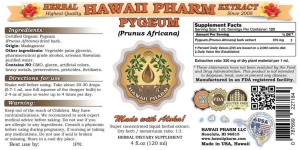 Detalle de extracto concentrado de Pygeum Hawaiian Pharm
