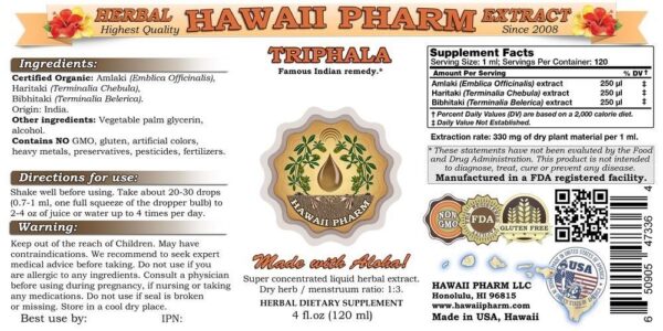 HawaiiPharm Extracto triphala orgánico botella frontal