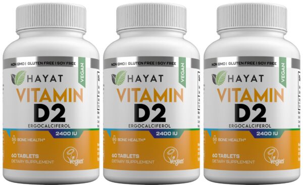 Frente de HAYAT Vitaminas Veganas Vitamina D 2400 UI