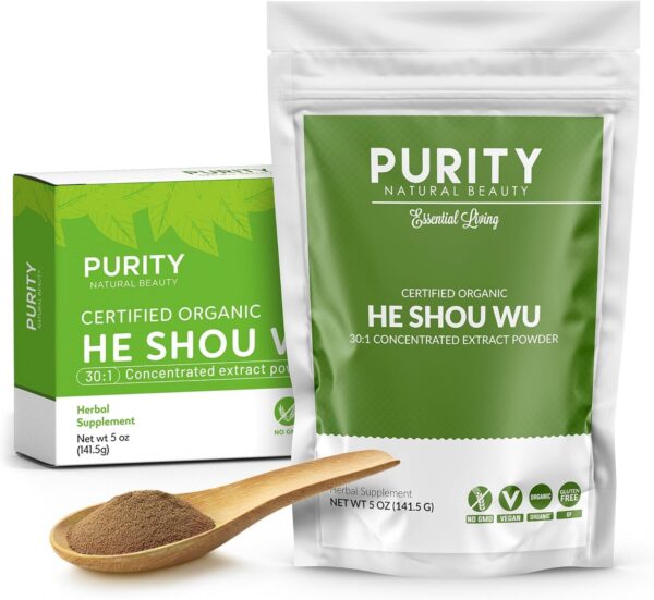 Version 1.0.0 He Shou Wu orgánico Purity Natural Beauty bolsa 5oz