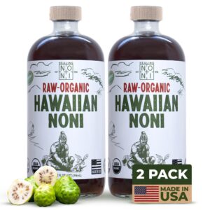 Healing Noni jugo orgánico raw botella vidrio 32 oz Hawái paquete 2