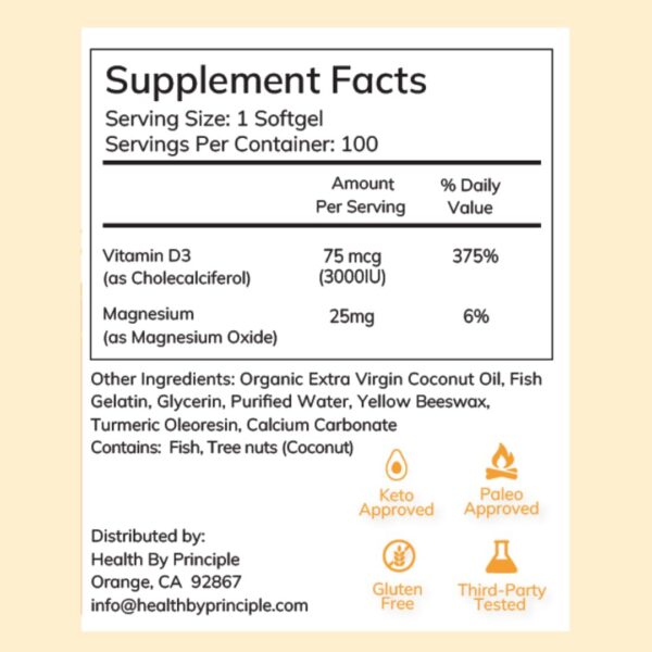 Frasco Health by Principle Vitamina D3 cápsulas blandas
