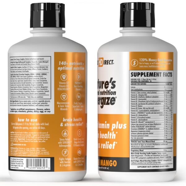 Etiqueta frontal HEALTH DIRECT multivitamínico líquido 140 nutrientes