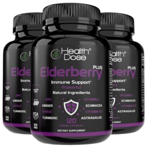 Health Dose cápsulas Elderberry Plus para sistema inmune y bienestar anual