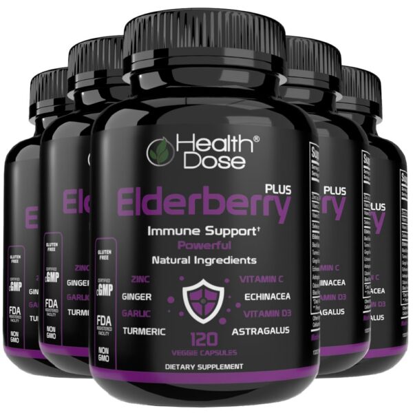 Health Dose Elderberry Plus suplemento inmunológico 120 cápsulas veganas
