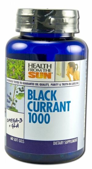 Frente del envase Health From The Sun aceite grosella negra