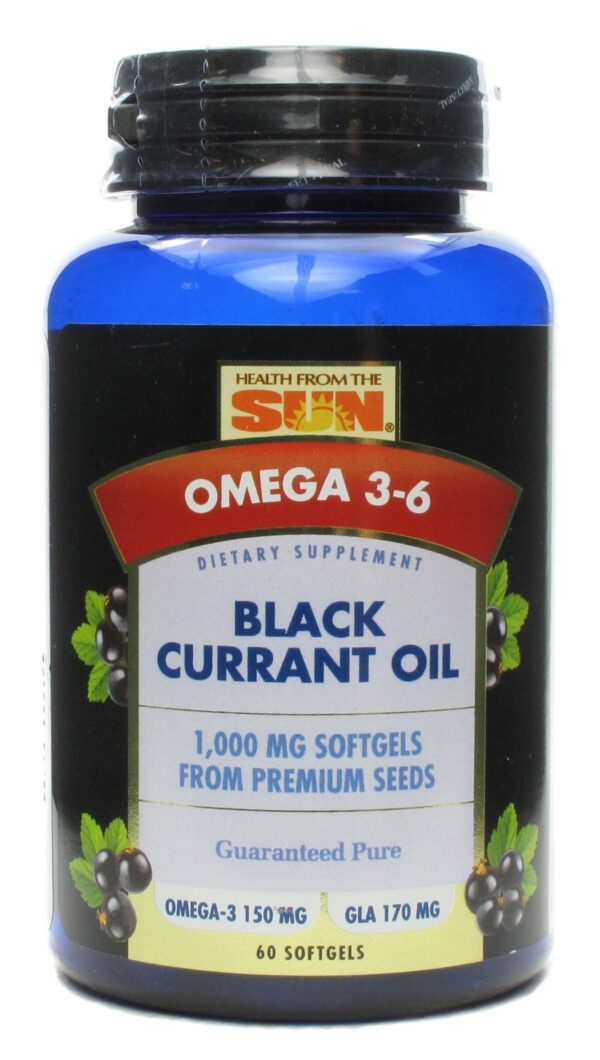 Etiqueta con información de aceite grosella negra