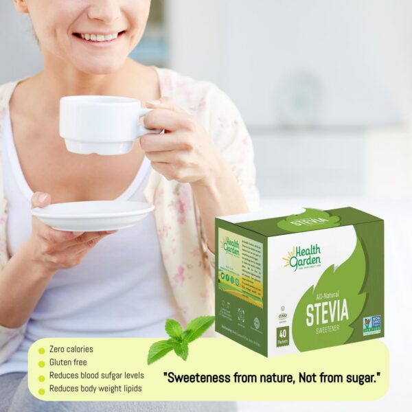Etiqueta de Health Garden Stevia en el empaque