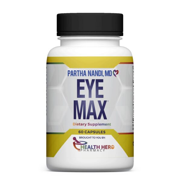 Frente de la botella Health Hero Eye Max Eye Care