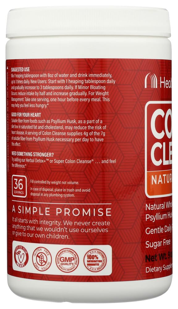 Health Plus Colon Cleanse etiqueta y producto líquido naranja