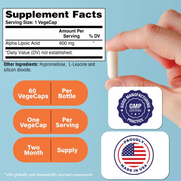 Etiqueta frontal de ALA 600 mg
