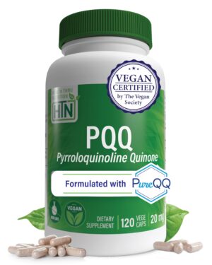 Frasco de Health Thru Nutrition PQQ 20mg con 120 cápsulas