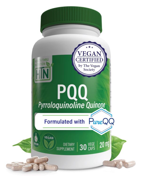 Frente de la caja Health Thru Nutrition PQQ PureQQ