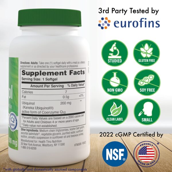 Etiqueta frontal de Health Thru Nutrition Ubiquinol