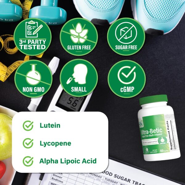 Frasco y tabletas Health Thru Nutrition Ultra-Betic Multivitamin