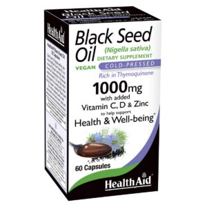 Frasco HealthAid Black Seed Oil Cápsulas