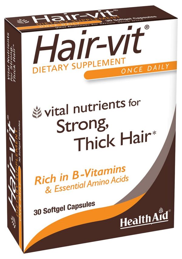 HealthAid Hair-VIT frasco y cápsulas