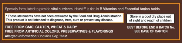 Etiqueta del producto Hair-VIT