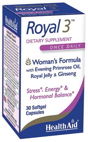 HealthAid Royal 3 caja frontal 30 cápsulas