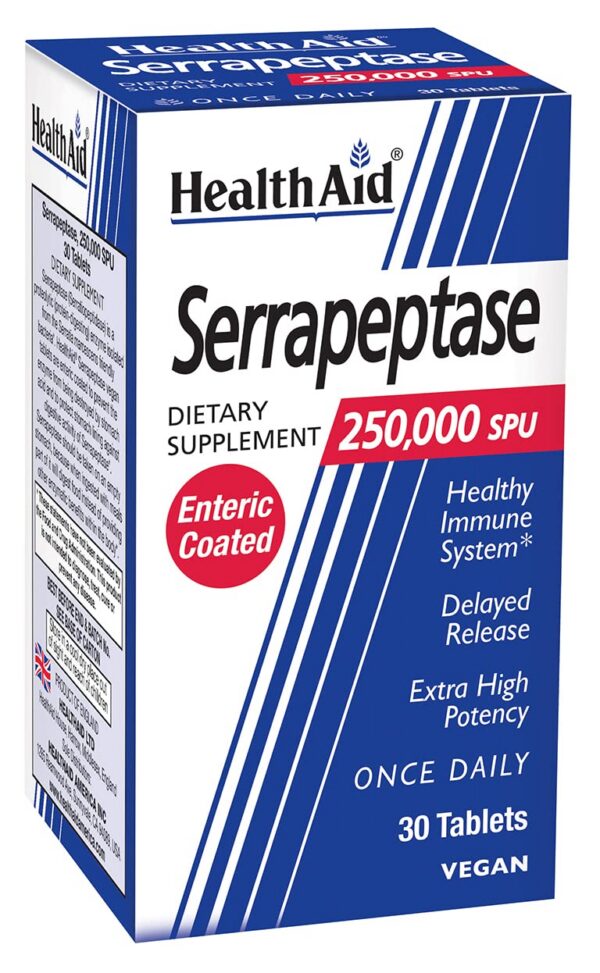 HealthAid Serrapeptase tableta vegana recubierta enterica