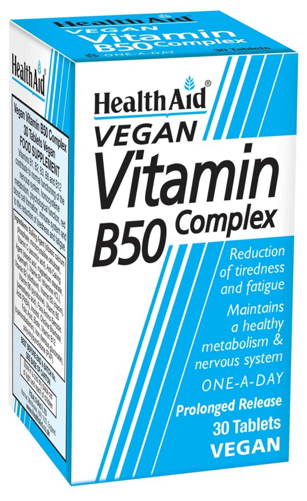HealthAid Vit B50 complejo suplemento caja frontal
