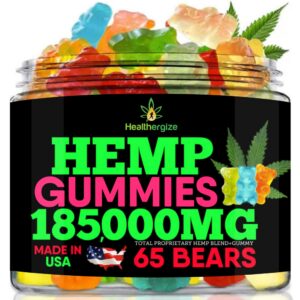 Gomitas de cáñamo Healthergize frente al empaque