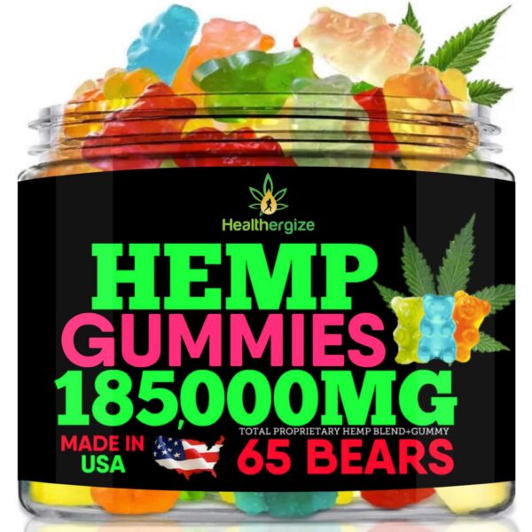 Version 1.0.0 Gomitas de cáñamo Healthergize frente al empaque