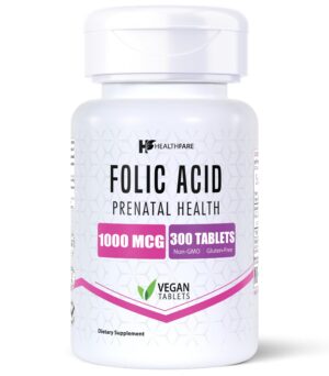 Healthfare ácido fólico 1000mcg botella frontal