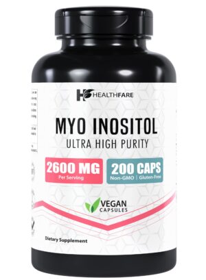 Healthfare suplemento Myo Inositol 2600mg cápsulas veganas