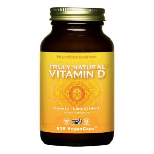 Frasco HealthForce SuperFoods Vitamina D3 K2 natural 120 cápsulas veganas