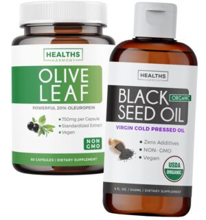 Frasco de aceite de semilla negra en liquido